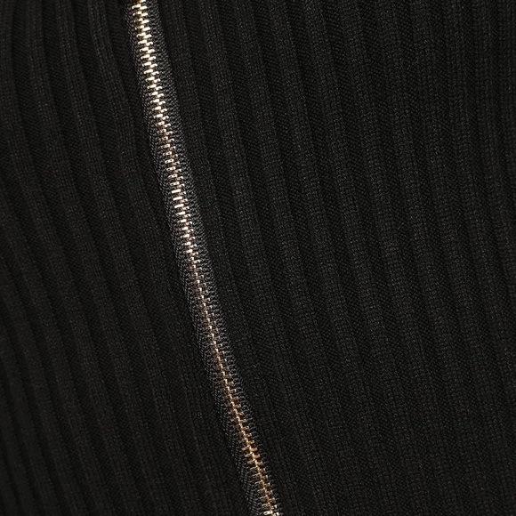 Cozy Right Up Black Knit Long Sleeve Zip-Front Midi Dress - Picture 3 of 3